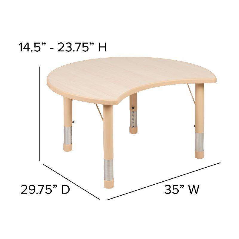 Flash Furniture Goddard 25.125"W x 35.5"L Crescent Plastic Adjustable Activity Table-Seats 4