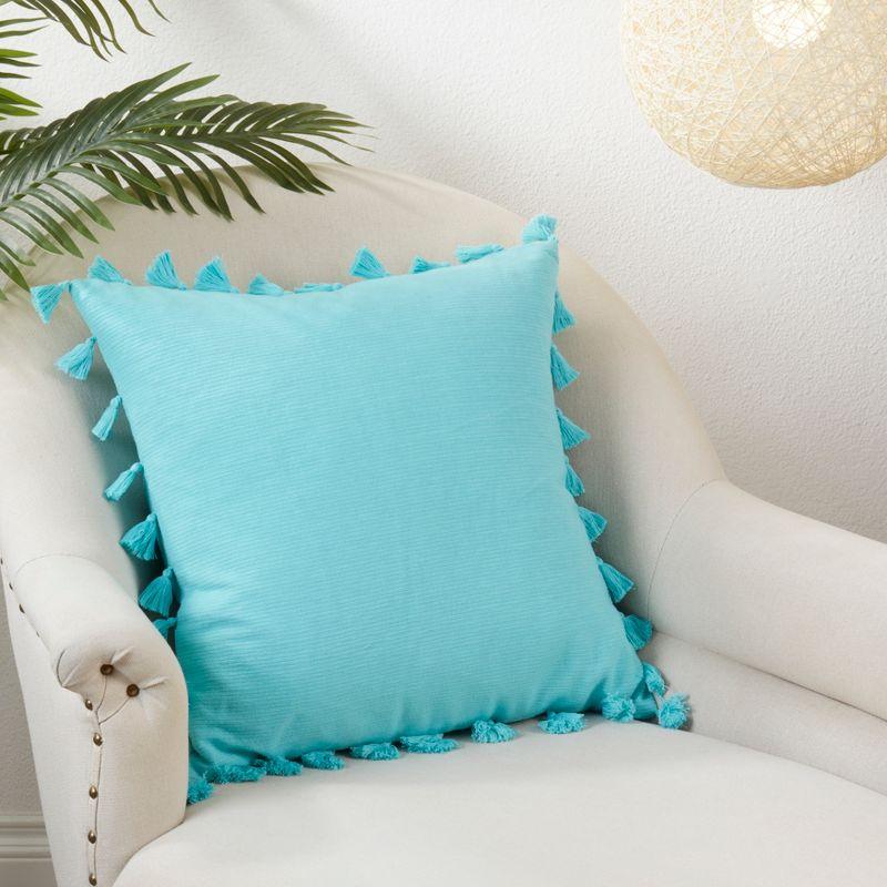 Saro Lifestyle Tassel Throw Pillow With Poly Filling