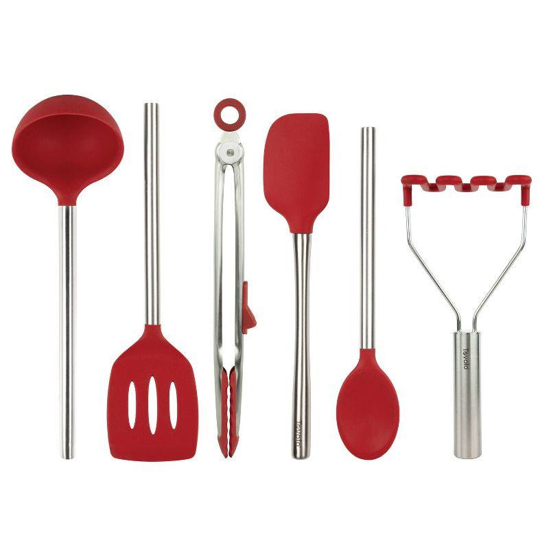 Cayenne Red Silicone and Stainless Steel 6-Piece Utensil Set