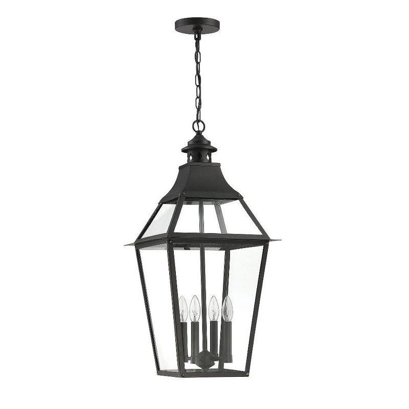 Jackson 4-Light Outdoor Hanging Lantern in Matte Black with Gold Highlights