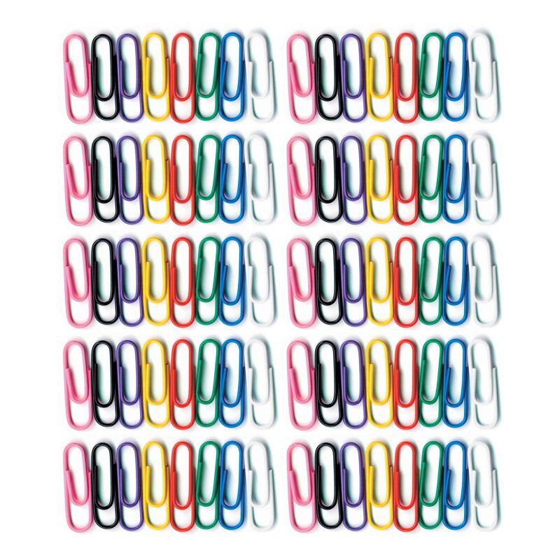 Baumgartens Vinyl-Coated Paper Clips, No. 1 Standard Size, 100 Per Pack, 10 Packs