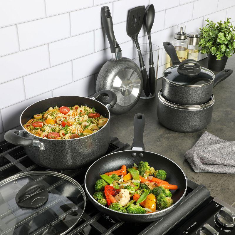 Oster 10 Piece Non Stick Cookware Set in Charcoal Grey