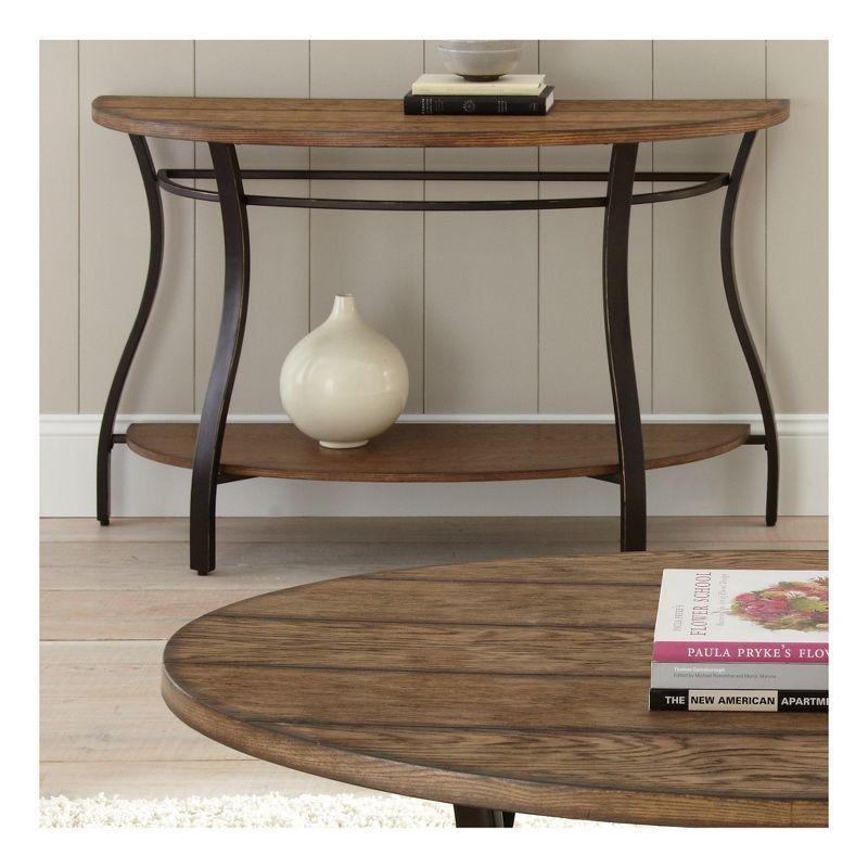 Denise Sofa Table Oak - Steve Silver Co.: Rustic Half Moon Entryway Table with Fixed Shelf