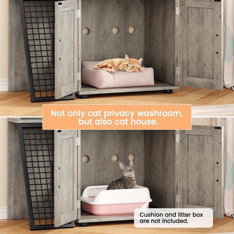 Modern Villa Litter Box Enclosure with Platform, Double Layer Hidden Furniture