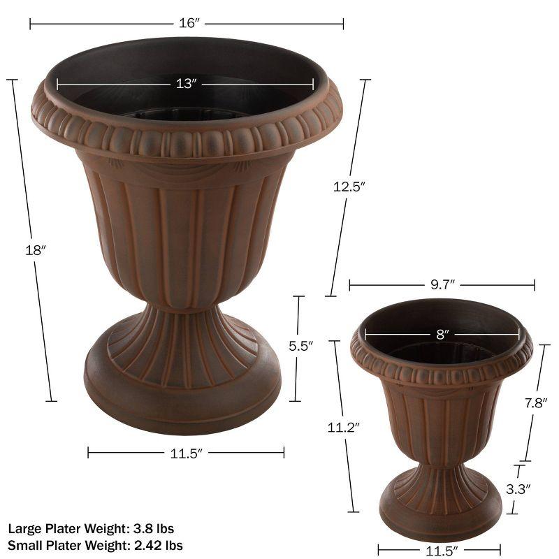 Brown Recycled Plastic Outdoor Urn Planter Set