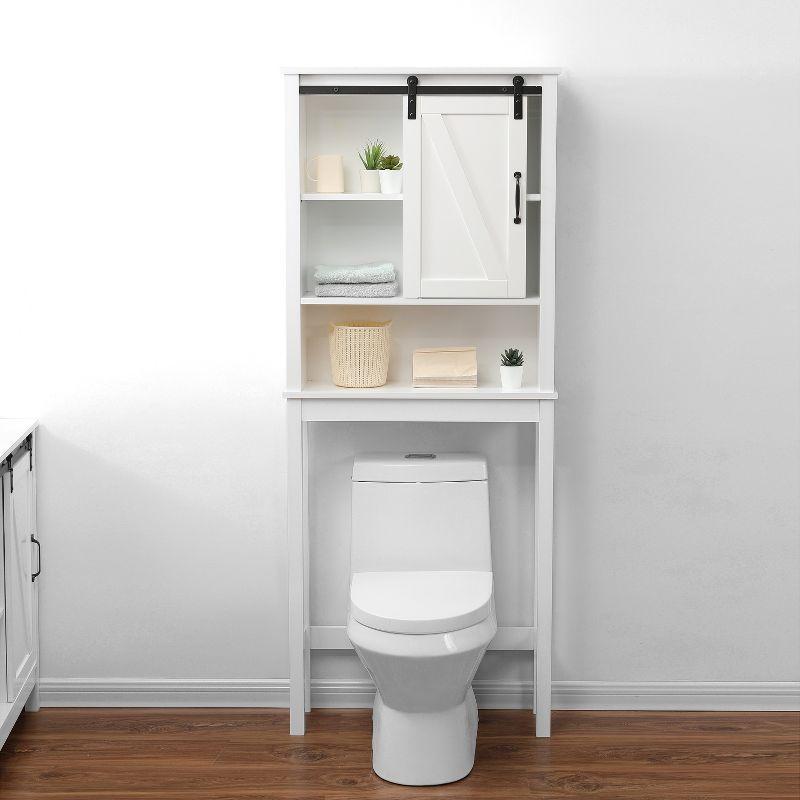 White MDF Over-the-Toilet Space Saver Cabinet with Adjustable Shelving