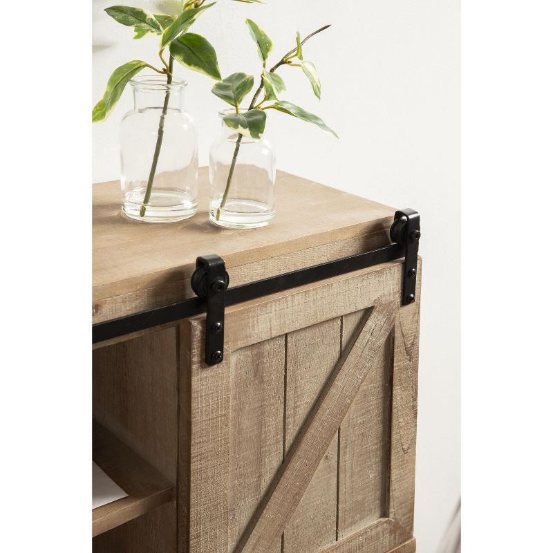 Rustic Brown Wood Wall Cabinet with Sliding Barn Doors