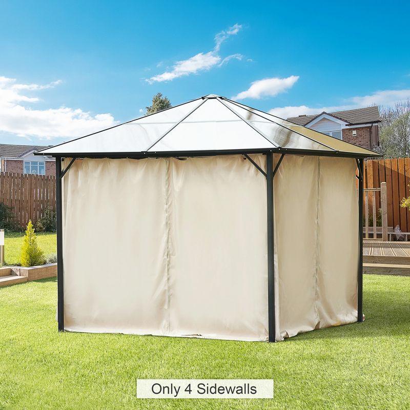 Outsunny Universal Gazebo Sidewall Set with 4 Panels, Hooks and C-Rings Included for Pergolas & Cabanas