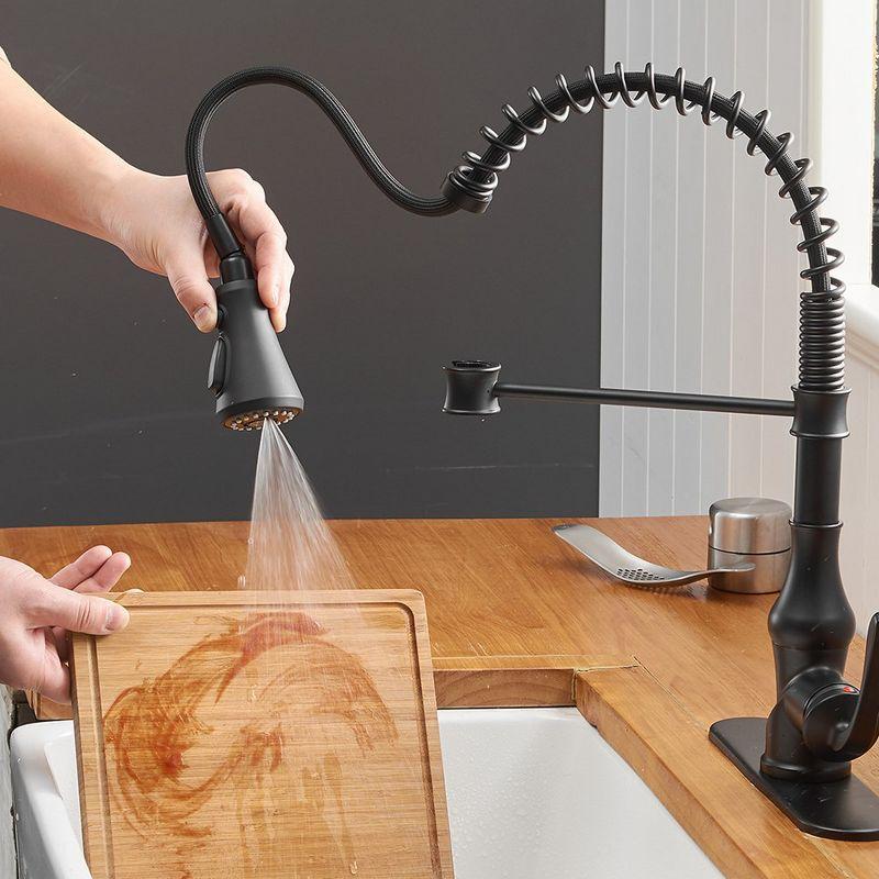 Single-Handle Pull-Down Sprayer 3 Spray High Arc Kitchen Faucet With Deck Plate