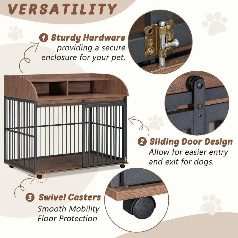 Heavy Duty Large Brown Dog Crate Furniture for Large Medium Dog,Wooden Side End Table Crate,Dog Kennel With Doors,Dog Houses Indoor-Cuddlewood