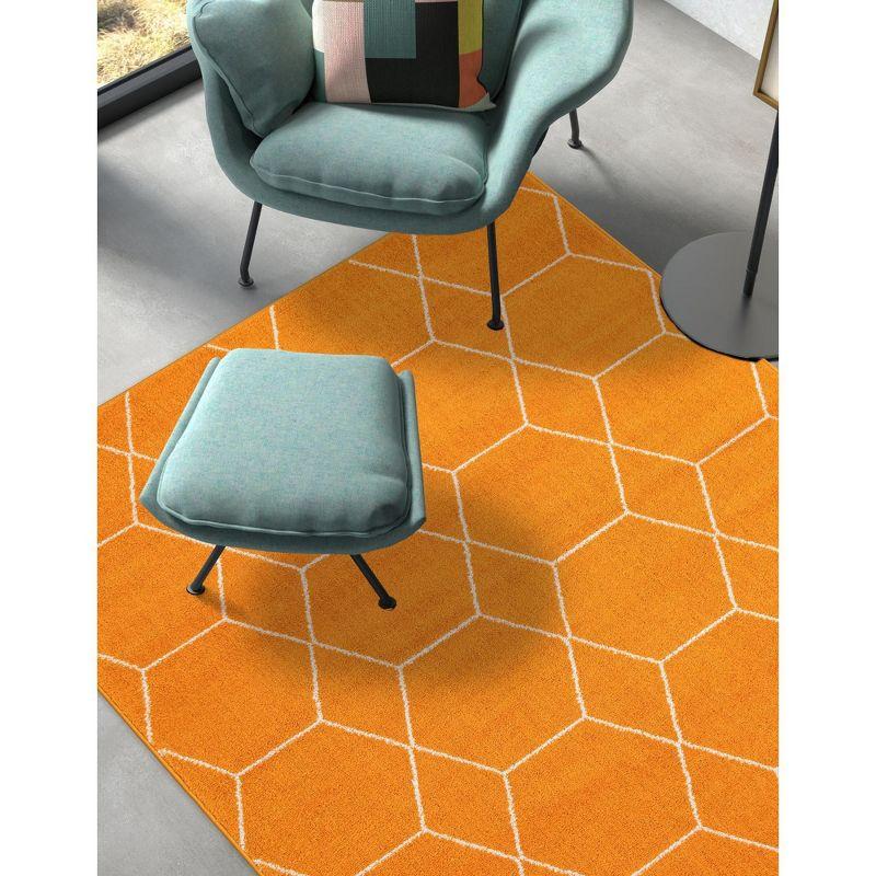 Orange Geometric Trellis Synthetic Indoor Area Rug