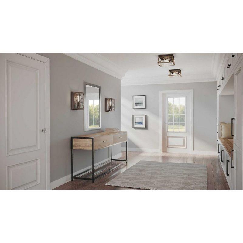 Progress Lighting Briarwood 2-Light Flush Mount, Graphite Finish, Faux-Painted Wood Enclosure, Canopy Included