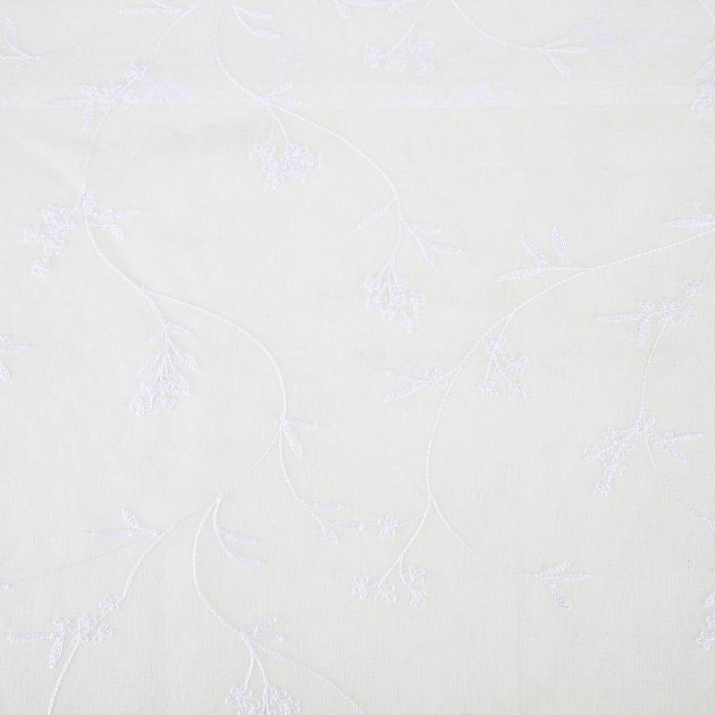 17"x50" Delia Embroidered Floral Sheer Rod Pocket Curtain Valance Ivory - No. 918: Botanical Window Valance