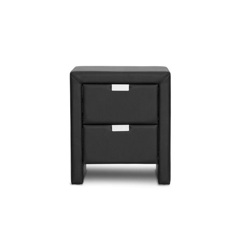 Baxton Studio Frey Upholstered Modern Nightstand Black: Faux Leather, Wood Frame, Bedside Table with Anti-Tip Hardware