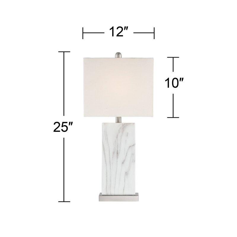 Connie 27'' White Faux Marble Modern Table Lamps with USB Ports, Set of 2