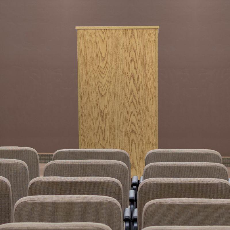 Oak Wood Stand-Up Lectern with Adjustable Shelf