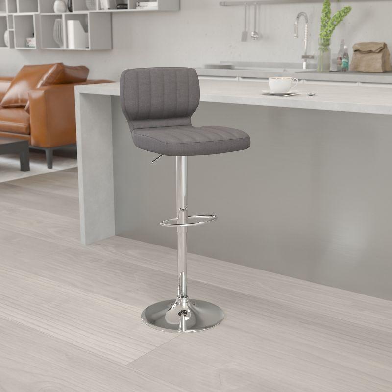 Elevate Gray Vinyl and Chrome Adjustable Swivel Barstool