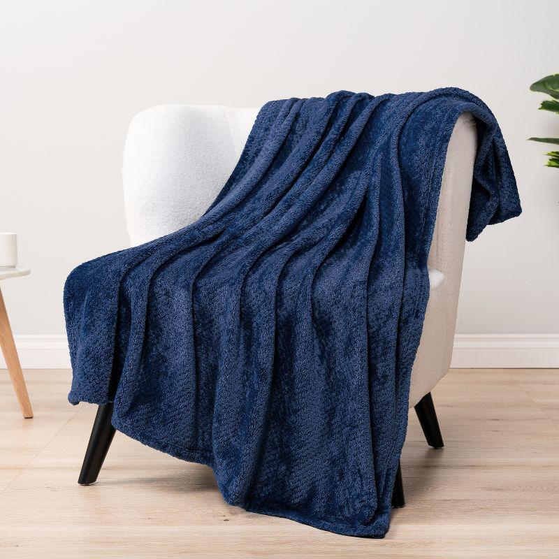 PAVILIA Soft Waffle Blanket Throw for Sofa Bed, Lightweight Plush Warm Blanket for Couch