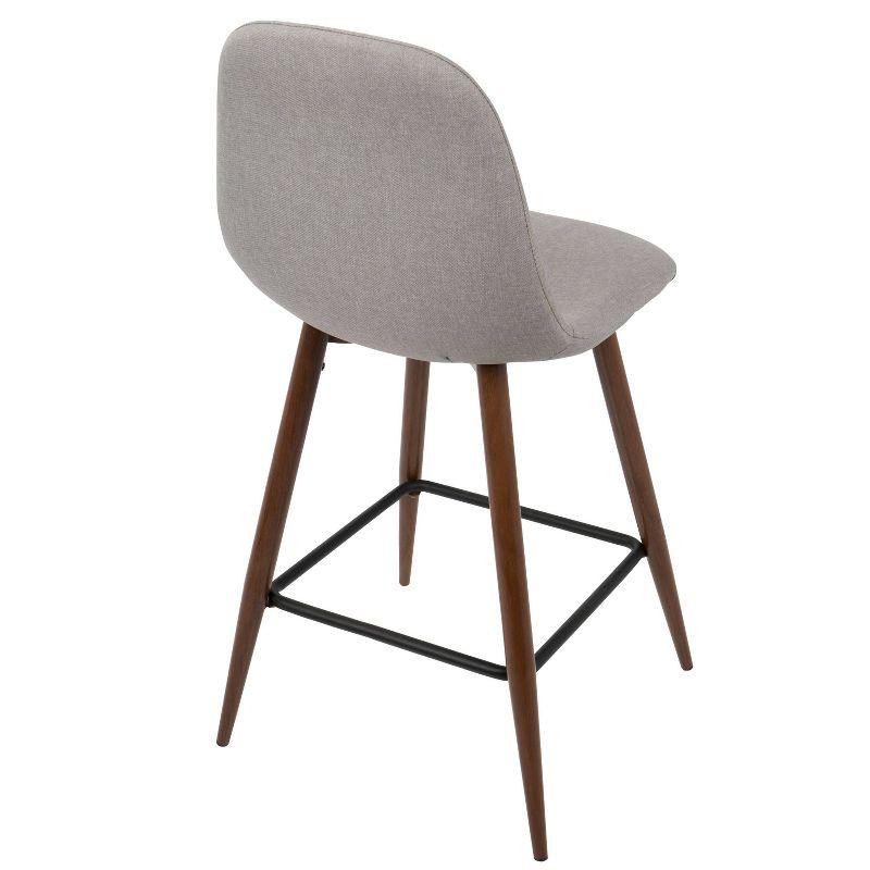 Set of 2 Pebble Mid-Century Modern Counter Height Barstools Light Gray - LumiSource: Upholstered, Metal Legs, Spot Clean