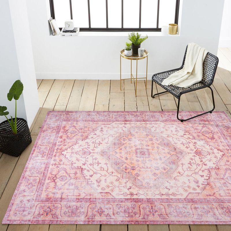 4' x 6' Alacati Ogee Medallion Machine Washable Indoor/Outdoor Area Rug, Red/Orange/Cream - JONATHAN Y