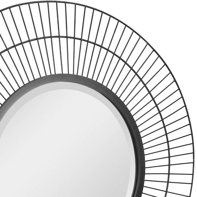 Modern Radial Black Metal Wire 24" Wall Mirror