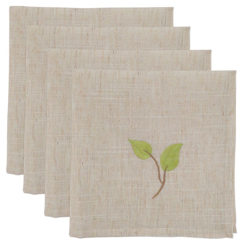 Saro Lifestyle Embroidered Vine Napkin, 20" Square, Natural (Set of 4)