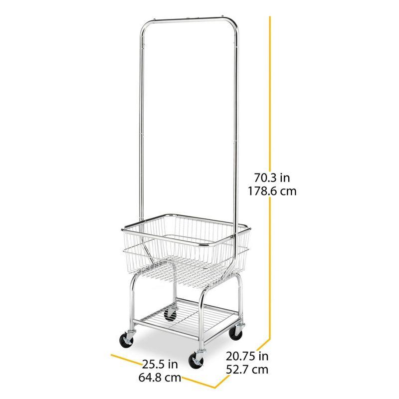 Whitmor Chrome Rolling Laundry Butler with Valet Bar