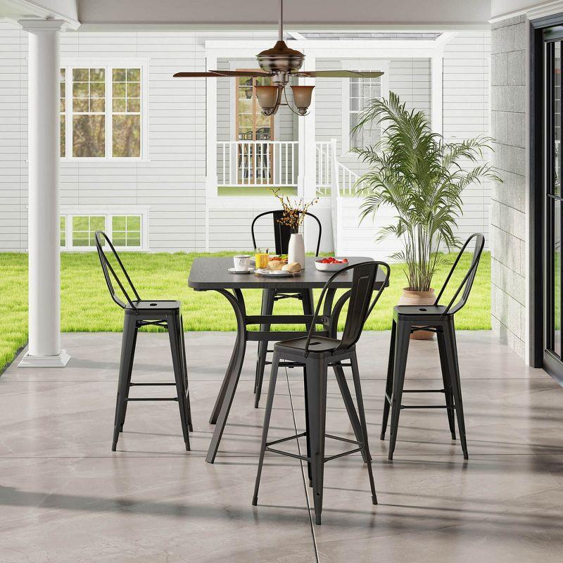 Costway 30" Bar Height Chairs with Footrest & Removable Backrest Rubber Feet for Kitchen