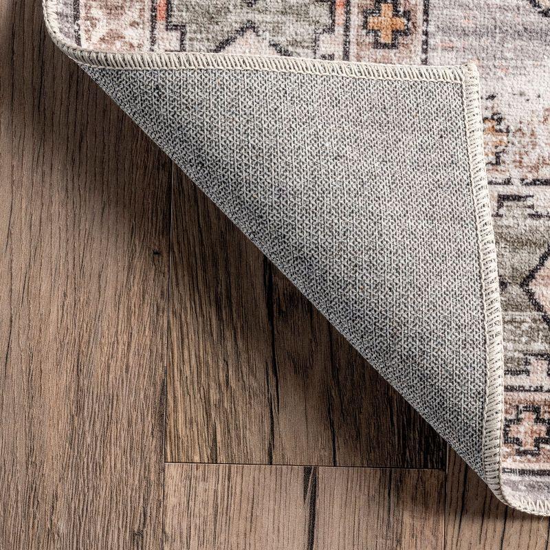 Nuloom Mae Motif Pet Friendly Machine Washable Area Rug, 4' x 6', Brick