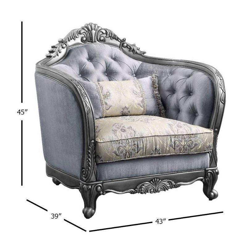 Acme Furniture 43" Ariadne Fabric Chair Platinum: Upholstered Linen, Wood Frame, No Assembly Required