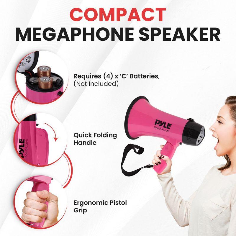 Pyle Portable Megaphone Speaker Siren Bullhorn - Pink