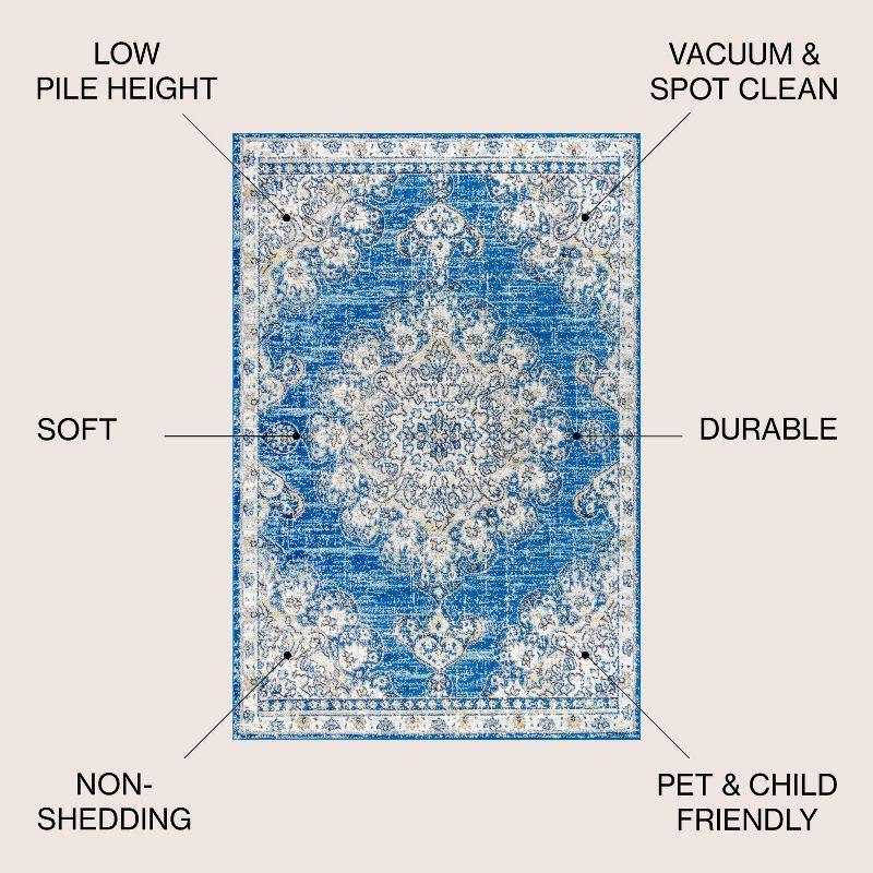 JONATHAN Y Bohemian FLAIR Boho Vintage Medallion Blue/Cream 4 ft. x 6 ft. Area Rug