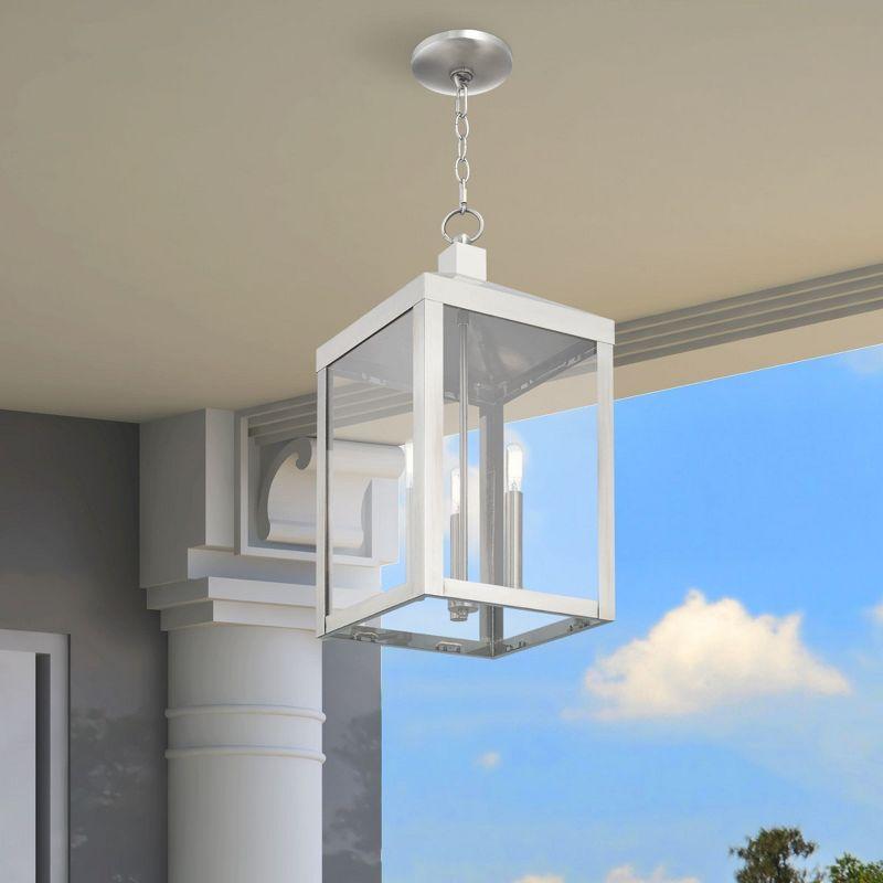 3 Light Outdoor Pendant Lantern with Clear Glass Shade