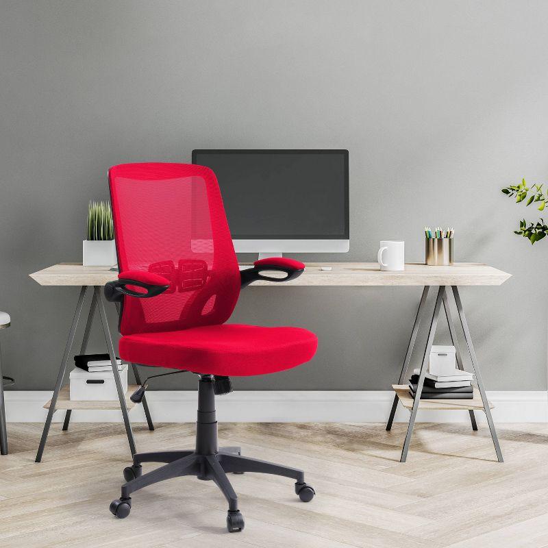 Curved Lumbar Support High-Back Mesh Office Chair in Red