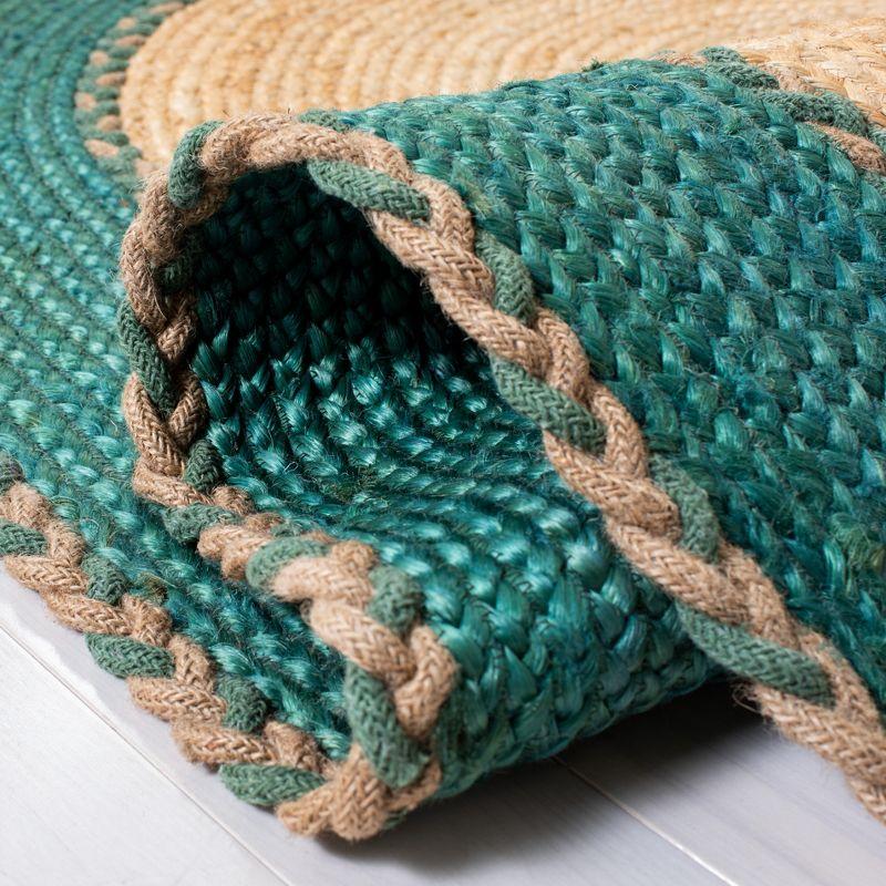 Natural Fiber NFB261 Hand Loomed Area Rug - Natural/Green - 7'x9' Oval - Safavieh.