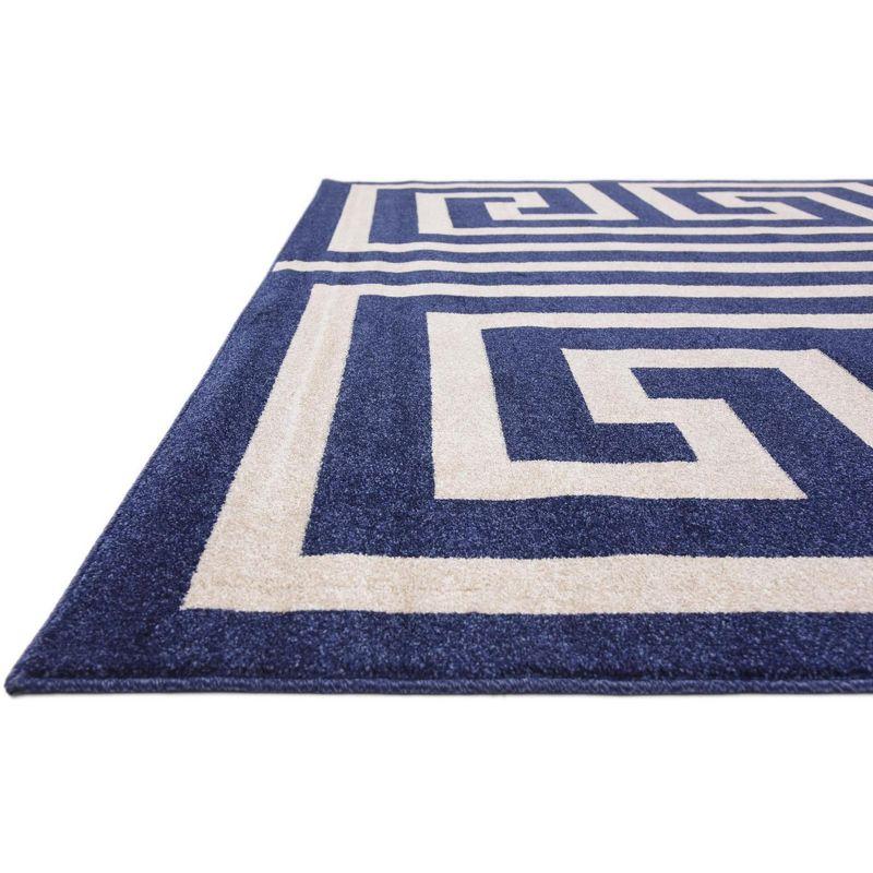 Unique Loom Athens Collection Area Rug - Greek Key (6' 1" x 9' Rectangle Navy Blue/Beige)