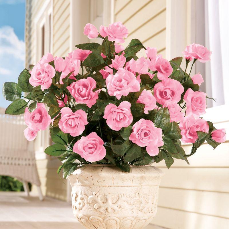 Collections Etc Floral Rose Bushes - Set of 3 Pink