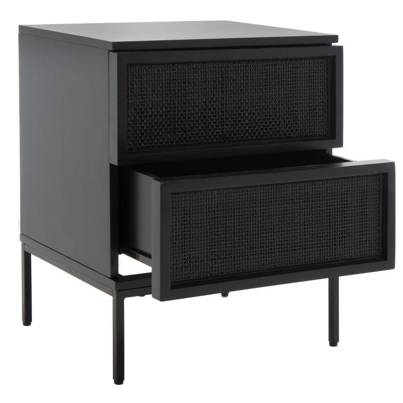 Zadie 2 Drawer Rattan Nightstand - Black - Safavieh