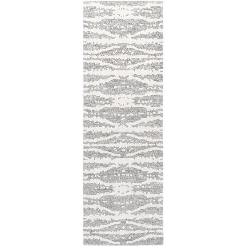 Grey and Ivory Hand-Tufted Wool and Viscose Runner Rug