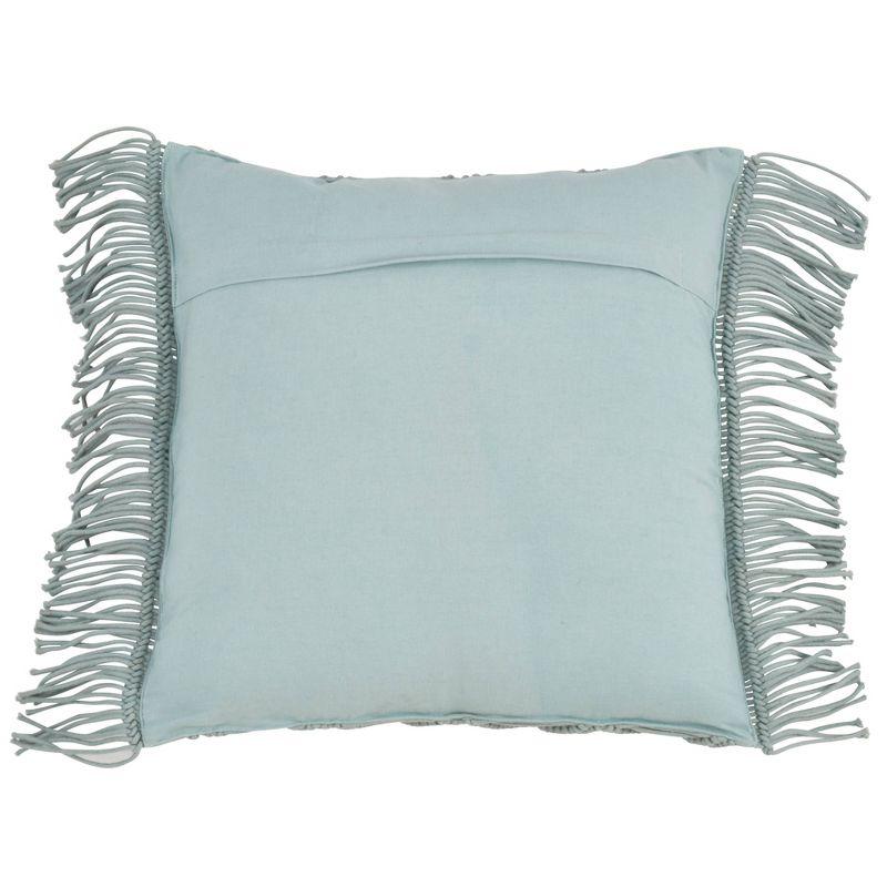 18" Mint Macramé Square Cotton Throw Pillow