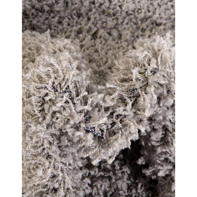 Unique Loom 8' 0 x 8' 0 Round Solid Shag Cloud Gray Area Rug