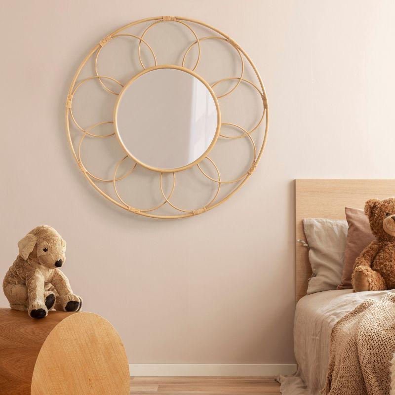 34"x34" Cori Round Rattan Mirror - Kate & Laurel All Things Decor