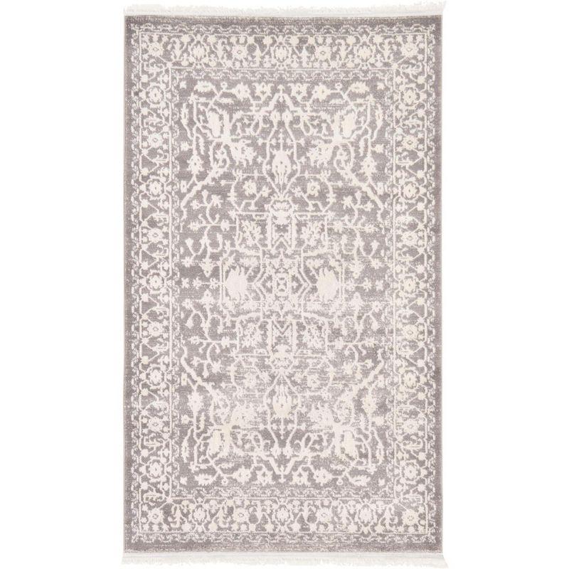 Unique Loom New Classical Collection Area Rug - Olympia (3' 3" x 5' 3" Rectangle Light Gray/Ivory)