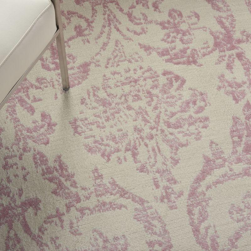 Nourison Jubilant 5'3" x 7'3" (5' x 7') Ivory/Pink Area Rug Farmhouse Vintage Damask by Nourison