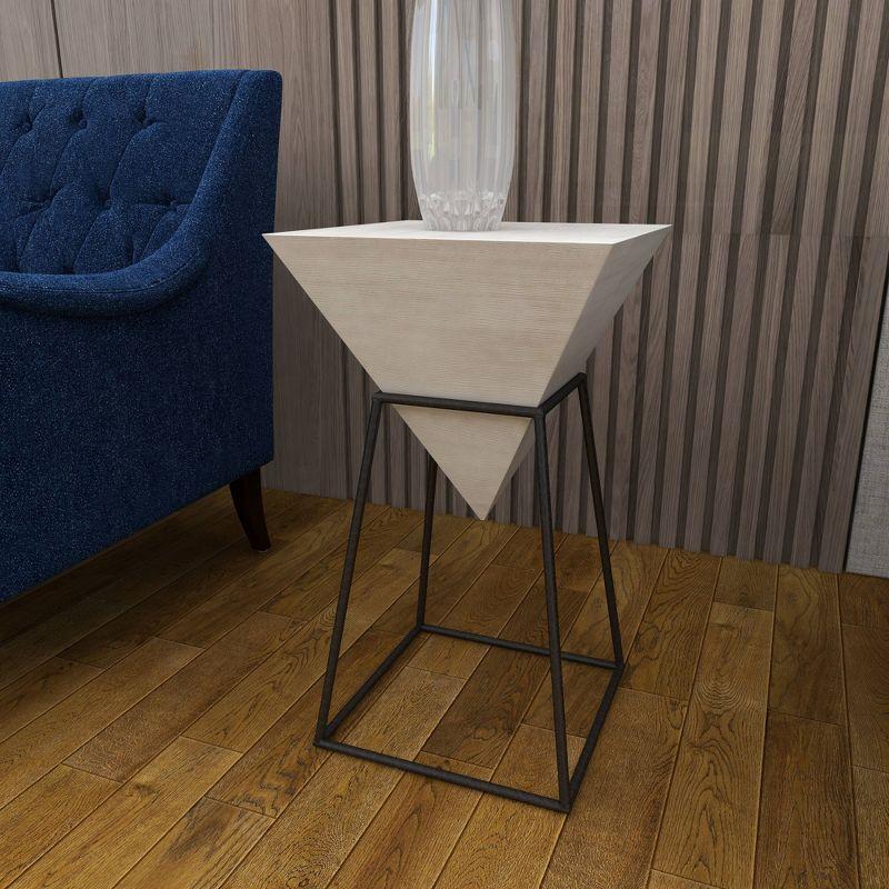 Geometric Accent Table White - Olivia & May: Modern Triangle Side Table, Metal Frame, Wood Top