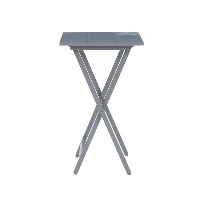 Linon 4pc 26.4" Compass Finish Plank Tray Tables with Storage Rack Dark Gray