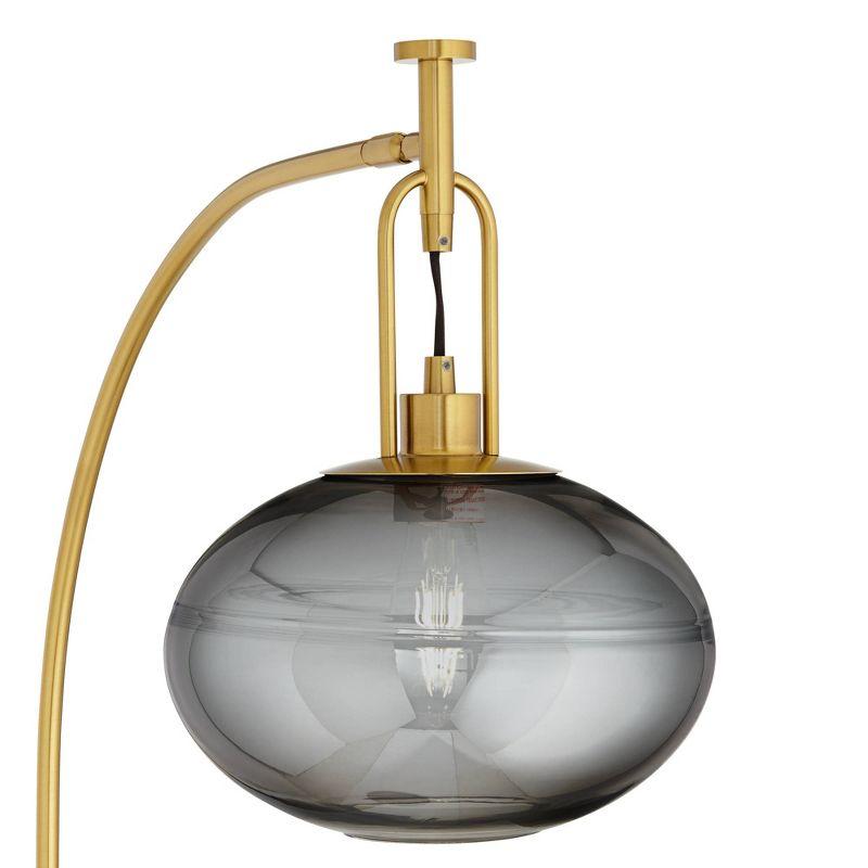 Pacific Coast Lighting Mid Century Modern 69" Tall Standing Floor Lamp Curved Arc Gold Metal Living Room Bedroom House Reading Office Orb Gray Shade