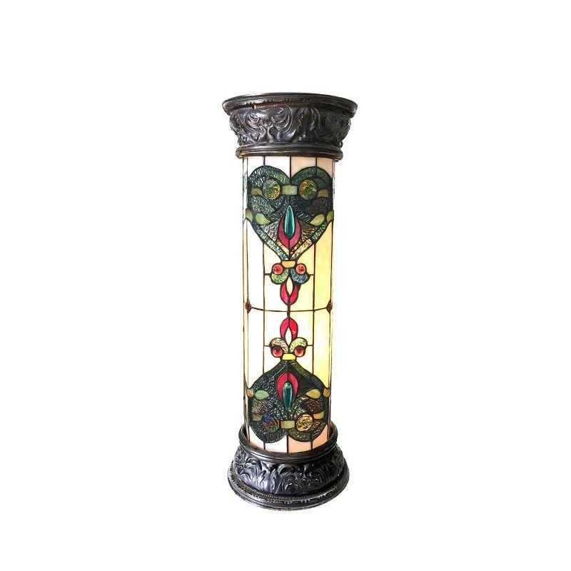 Chloe Lighting Dulce Tiffany-Glass 2 Light Victorian Pedestal Light Fixture 30" Tall