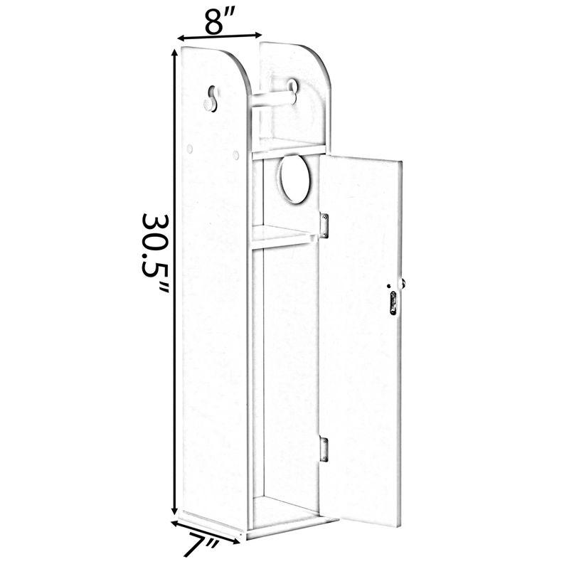 White Freestanding Bathroom Toilet Paper Holder with Storage Cabinet