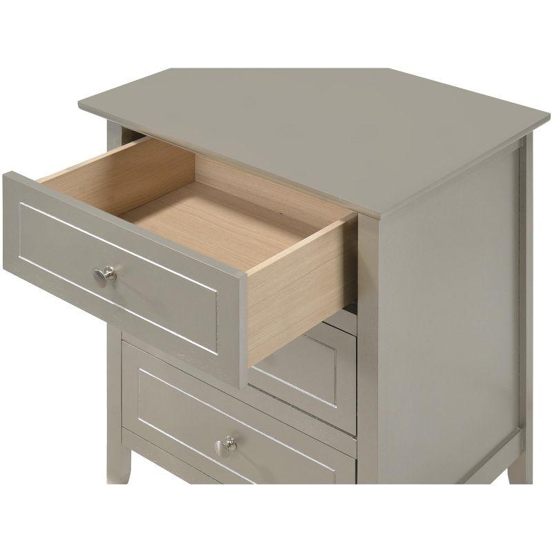 Passion Furniture Daniel 3-Drawer Silver Champagne Nightstand (25 in. H x 19 in. W x 15 in. D)